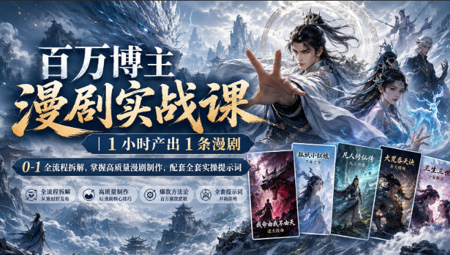 百万博主漫剧实战课｜1小时产出1条漫剧，全流程拆解，掌握高质量漫剧制作，配套全套实操提示词