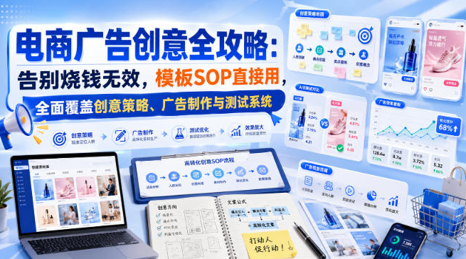电商广告创意全攻略：告别烧钱无效，模板SOP直接用，全面覆盖创意策略、广告制作与测试系统【原创双语字幕】