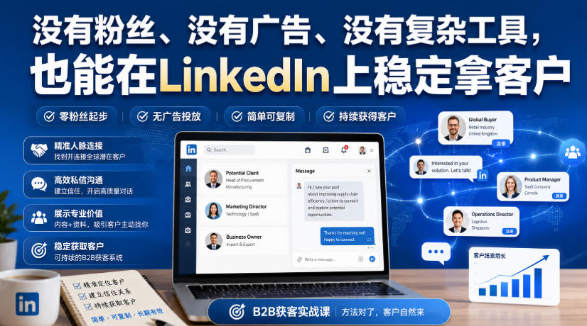 没有粉丝、没有广告、没有复杂工具，也能在LinkedIn上稳定拿客户【原创双语字幕】