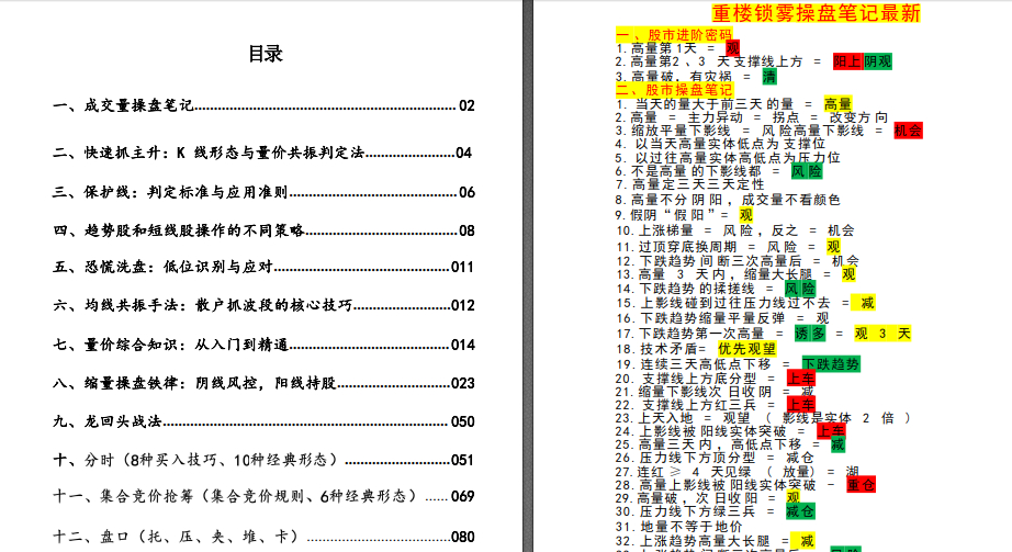 重楼锁雾量价操盘笔记 1pdf