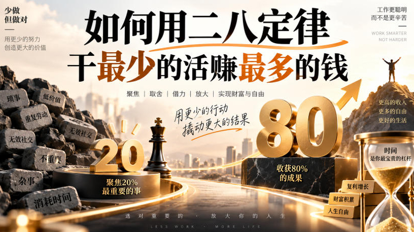付费文章：如何用二八定律干最少的活賺最多的钱