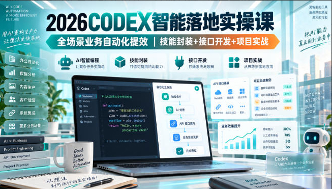2026Codex智能落地实操课，全场景业务自动化提效，技能封装+接口开发+项目实战