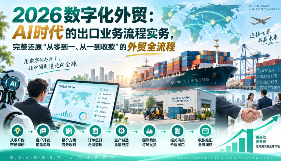 2026数字化外贸：AI时代的出口业务流程实务，完整还原”从零到一、从一到收款”的外贸全流程