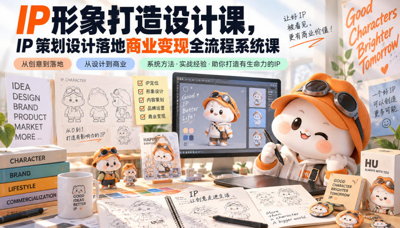 IP形象打造设计课，IP策划设计落地商业变现全流程系统课