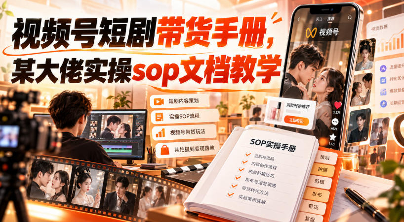 视频号短剧带货手册，某大佬实操sop文档教学
