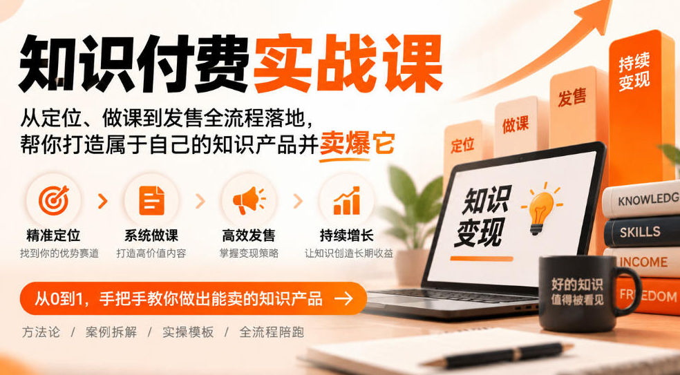 知识付费实战课：从定位、做课到发售全流程落地，帮你打造属于自己的知识产品并卖爆它