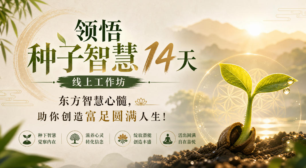 鹿盈盈鹿大米领悟种子智慧14天线上工作坊，东方智慧心髓，助你创造富足圆满人生！