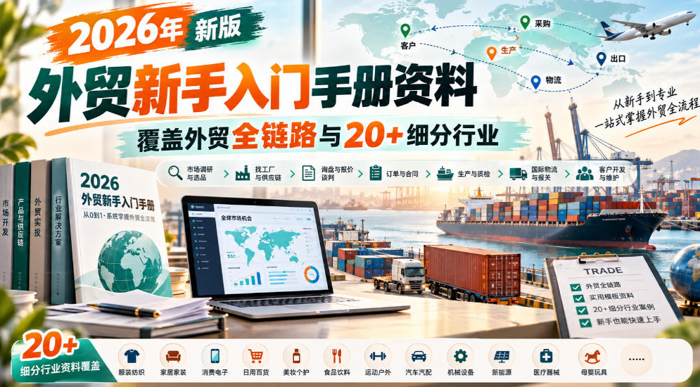 格升·2026年新版外贸新手入门手册资料，覆盖外贸全链路与20+细分行业