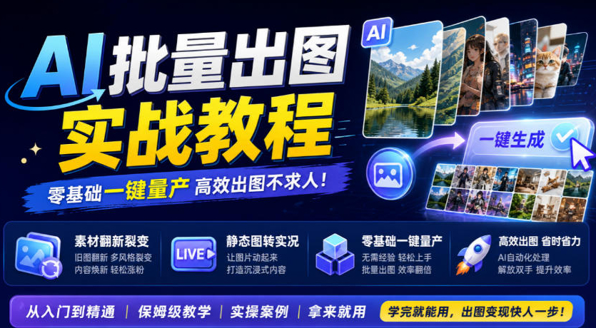 AI批量出图教程 同行素材翻新，静态图一键转实况，零基础一键量产
