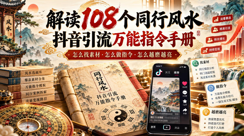 解读108个同行风水抖音引流万能指令手册，怎么找素材·怎么做指令·怎么越磨越亮【文档】