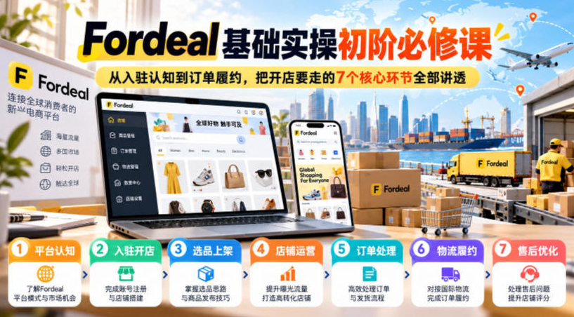 Fordeal基础实操初阶必修课，从入驻认知到订单履约，把开店要走的7个核心环节全部讲透