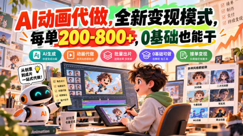 AI动画代做，全新变现模式，0基础也能干【揭秘】