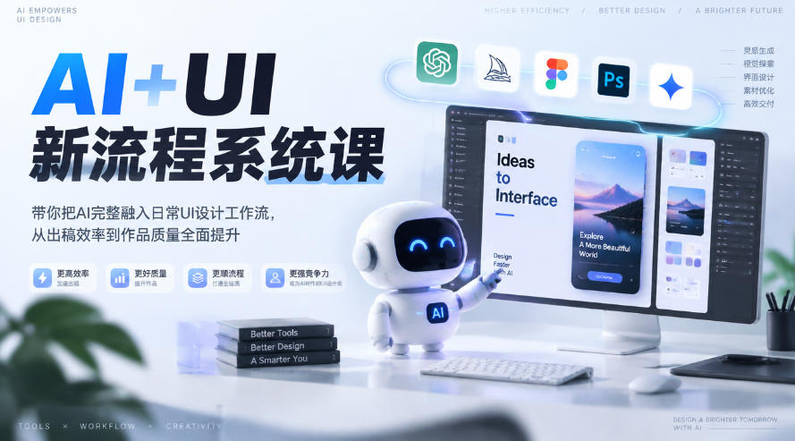 AI+UI新流程系统课，带你把AI完整融入日常UI设计工作流，从出稿效率到作品质量全面提升（2026第4期）