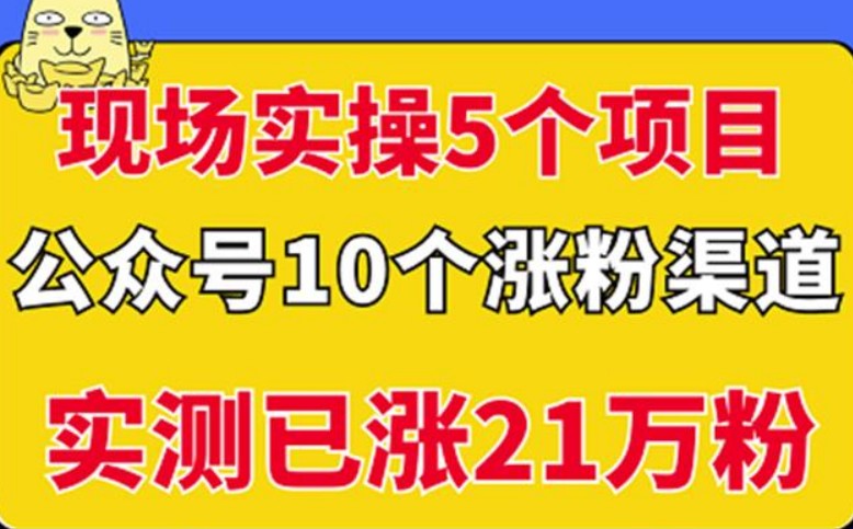 实操5个公众号项目，10个涨粉渠道，实测已涨21万粉！