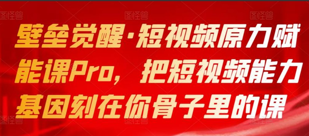 壁垒觉醒·短视频原力赋能课Pro，把短视频能力基因刻在你骨子里的课