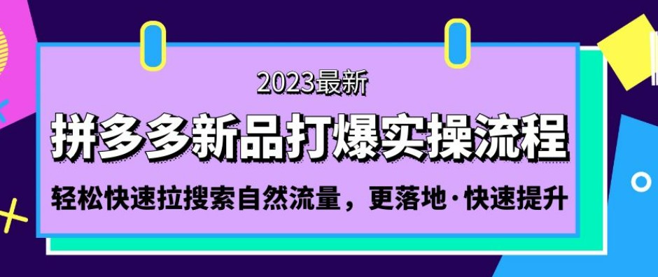 拼多多-新品打爆实操流程：轻松快速拉搜索自然流量，更落地·快速提升!