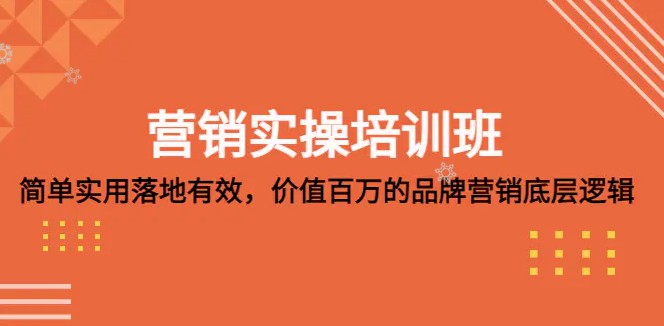 营销实操培训班：简单实用落地有效，价值百万的品牌营销底层逻辑