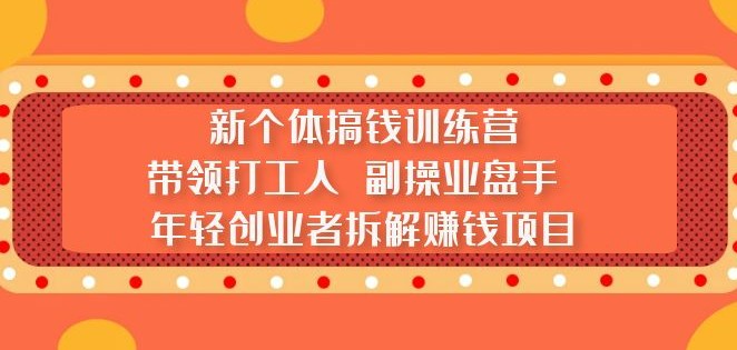 新个体搞钱训练营：带领打工人 副操业盘手 年轻创业者拆解赚钱项目